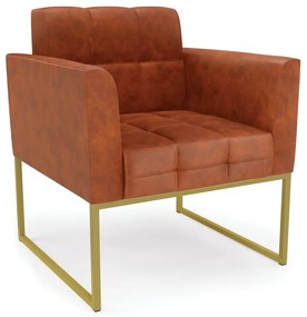 Poltrona Elisa Corano Nozes Base Metálica Industrial Dourado D03 - D'Rossi