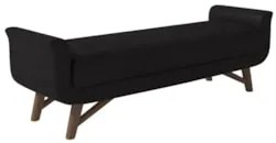 Puff Recamier Calçadeira 195cm Base Madeira Neville Z37 Sintético Pret