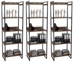 Kit 3 Estantes Livreiro Prisma Estilo Industrial 60cm 5 Prateleiras C0