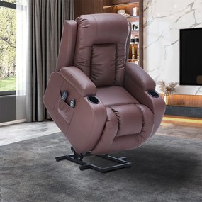 Cadeira de Massagem Poltrona do Papai Lift Reclinável Austin Elétrica Aquecimento PU Marrom Chocolate G94 - Gran Belo