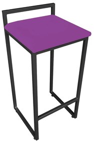 Banqueta Pietra Suede Base Preto - Roxo