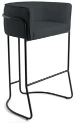 Banqueta Decorativa Base Aço Preto Betina Linho D-465 Chumbo - Domi