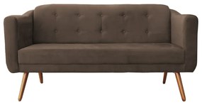 Namoradeira Bruna 1,60 m 3 Lugares Pés Palito Suede Marrom