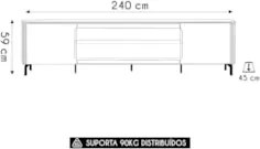 Rack Bancada Para TV 85 Pol 239cm Martan Tauari/Off Flex L06 - Mpozena