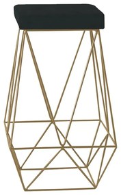 Banqueta Decorativa Kathy Base Gold Suede Preto G41 - Gran Belo