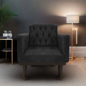 kit 02 Poltronas Classic Pés Luís XV Suede Preto - ADJ Decor