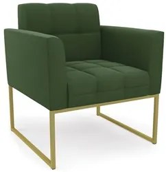 Poltrona Decorativa Base Industrial Dourado Ana Suede Verde - Ibiza