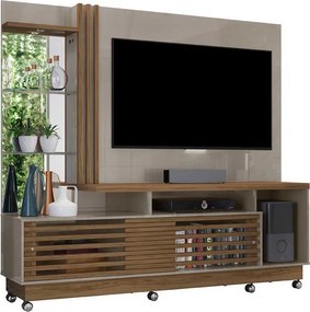 Home Theater Stall 2 Portas 2 Prateleiras Iluminação LED até 60 Fendi/Naturale G97 - Gran Belo