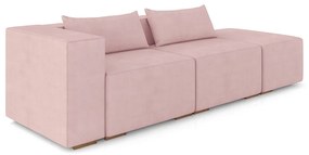 Sofá Versátil Sala de Estar Atlanta 358cm Modulado Veludo Rosê G52 - Gran Belo