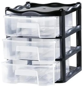 Gaveteiro New Preto e Transparente3 Andares