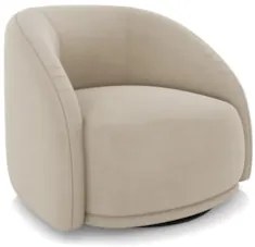 Poltrona Decorativa Orgânica Giratória Lya Z32 Suede Bege - Mpozenato