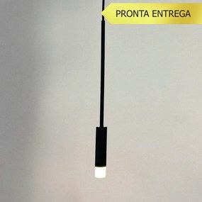 Pendente Tubo Haste Ø2,8X50Cm Ponteira Acrílico 1Xled 5W - Qimporta Pd... (PRETO, 110v)