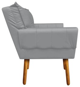 Kit 02 Poltronas Anitta Corino Pes Palito Castanho D03 - D'Rossi - Cinza
