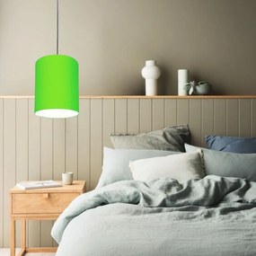 Lustre Pendente Cilíndrico Md-4012 Cúpula em Tecido 18x25cm Verde Limão - Bivolt