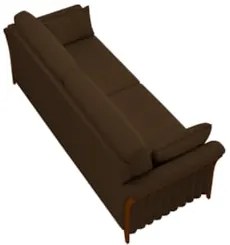 Sofá Living 3 Lugares 222cm Pés Madeira Roya Z32 Veludo Marrom - Mpoze