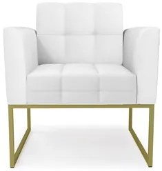 Poltrona Base Industrial Dourado Kit 2 Ana Sintético Branco - Ibiza