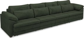 Sofá Retrátil Manual Sala de Estar Nolan Bipartido 339cm Conforto Premium em Couro Verde Manchado G58 - Gran Belo