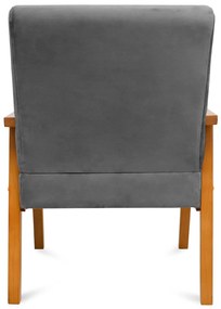 Kit 2 Poltronas Decorativas Alexa Braça de Madeira Suede Cinza - Sheep Estofados