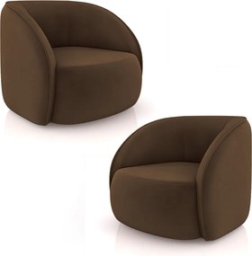 Kit 2 Poltronas Decorativas  Sala de Estar Clarke Veludo Marrom G45 - Gran Belo