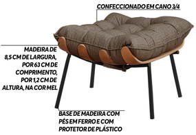 Kit 2 Puffs Decorativos Sala de Estar Abel Base de Madeira Preto Linho Marrom G41 - Gran Belo