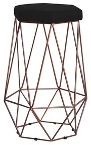 Banqueta Decorativa Rubel Base Bronze Veludo Preto G41 - Gran Belo
