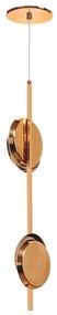 Pendente Eclipse Duplo Linear Vertical Longo 06X15X75Cm Discos Metal A... (CHAMPANHE / DOURADO BRILHO, 220V)