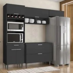 Armário de Cozinha CP04 Para Pia 100cm Pérola Z34 Preto     - Mpozenat