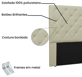 Cabeceira Tania Para Cama Box Casal 140 cm Corino  - D'Rossi - Bege