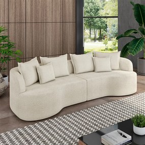 Sofá Living Decorativo Salinas 2 Lugares com Almofadas 210cm Modulado Bouclé Off White G33- Gran Belo