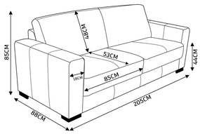 Sofá 3 Lugares Sala de Estar 205cm Estocolmo Couro Off White G03 - Gran Belo