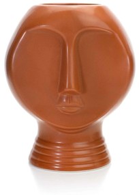 Vaso Decorativo Rosto em Cerâmica Terracota 18x14 cm - D'Rossi