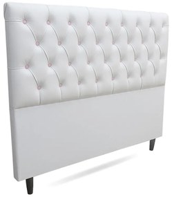 Cabeceira Cama Box Solteiro 90cm Nicole Corano Branco Botão Rosa - Sheep Estofados - Branco