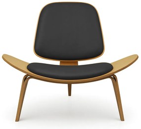 Poltrona Decorativa Base de Madeira Shell Sintético P01 - D'Rossi - Preto