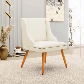Kit 2 Cadeiras Decorativas Sala de Jantar Pés Palito de Madeira Firenze Linho Bege/Natural G19 - Gran Belo