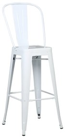 Banqueta de Cozinha Alta com Encosto Industrial em Aço Iron Branco - D'Rossi