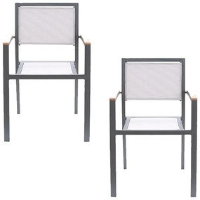 Kit 2 Cadeiras Área Externa com Tela Mesh Mangue de Alumínio Amêndoa/Bege G56 - Gran Belo