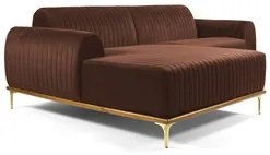 Sofá 320cm 5 Lugares com Chaise Esquerdo Pés Gold Molino C-276 Veludo