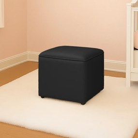Puff Decorativo Quadrado para Sala Lígia Sintético E03 - D'Rossi - Preto