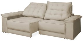Sofá Retrátil e Reclinável Living Maittê 2,50m Veludo Nude