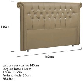 Cabeceira Casal Brescia P04 140 cm Suede - ADJ Decor