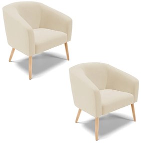 Poltrona Decorativa Pé Palito Natural Kit 2 Stella Linho D03 - D'Rossi - A32 Bege