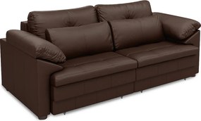 Sofá Retrátil Manual Sala de Estar Nolan Bipartido 250cm Conforto Premium em Couro Marrom Brilho G58 - Gran Belo