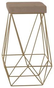 Banqueta Decorativa Kathy Base Gold Suede Cappuccino G41 - Gran Belo