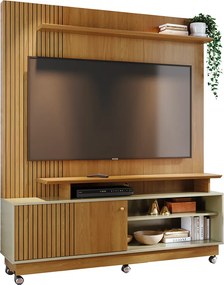 Estante de TV 65 Pol 160cm com Rodízio para Sala Quirel Cumaru/Opala M20 - D'Rossi