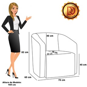 Poltrona Decorativa Base Giratória Stella Max Linho D03 - D'Rossi - A79 Preto