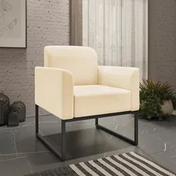 Kit Namoradeira e 1 Poltrona Decorativa Base Industrial Preta Maressa