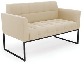 Sofá Namoradeira Elisa Suede Bege Base Metálica Industrial Preto - D'Rossi