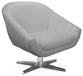 Poltrona Giratória Giovana Corino Base Cromada D03 - D'Rossi - Cinza