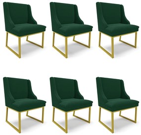 Cadeira Sala de Jantar Industrial Dourado kit 6 Liz Bouclê D03 - D'Rossi - Verde