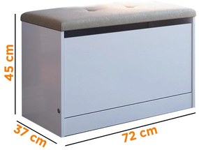 Sapateira Puff Cama Quarto Multifuncional Decoração Branco/bege